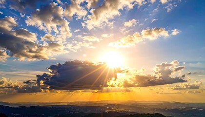 Vibrant sunset panorama view