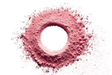 Pink powder forms a circular frame around a black hole
