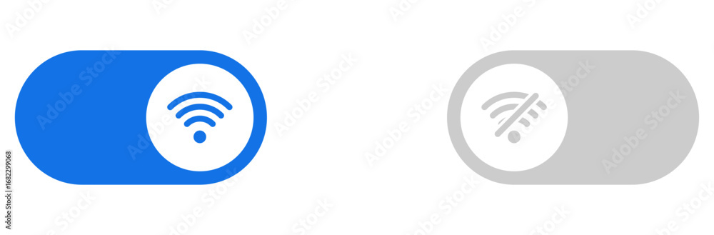 Aufkleber wireless wifi icon with on off toggle switch buttons
