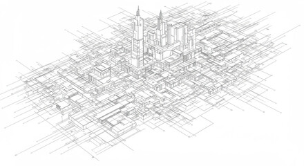 Futuristic Cityscape Blueprint Design