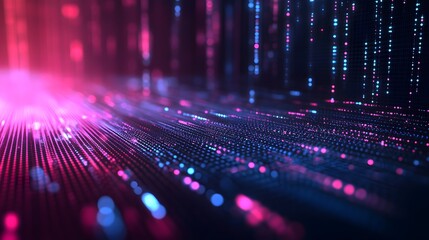 Abstract data streams flow rapidly across an interconnected digital network with vibrant colorful lights.