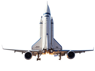 Minimalist 3D Rocket Blast-Off in Vertical Composition with Clean Smoke Plume, isolated