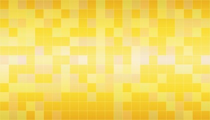 Yellow mosaic abstract background with square tiles in gradient tones and soft light effects