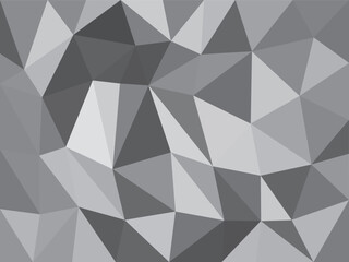 Monochrome Low Poly Abstract Geometric Background with Triangular Facets in Black and Gray