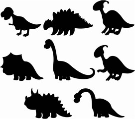 set of silhouette dinosaur co...