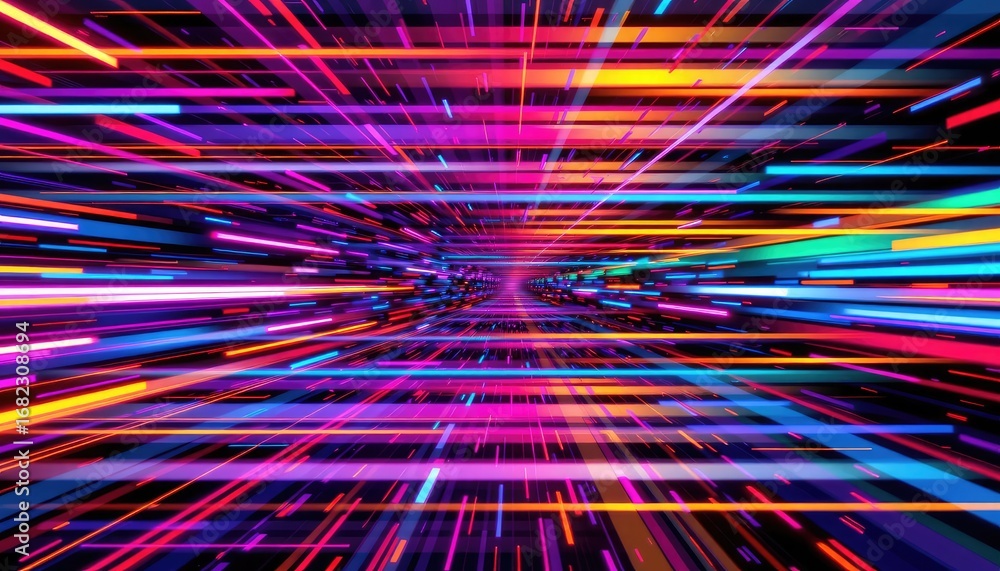 Aufkleber vibrant visualization of abstract light trails in motion creating a dynamic digital space