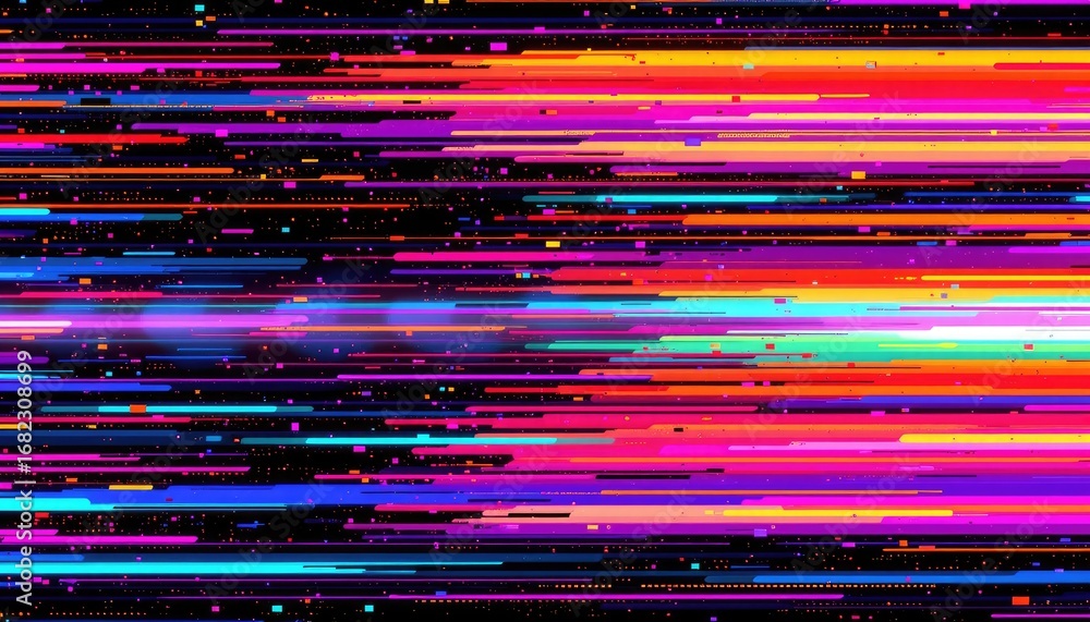 Poster vibrant digital background with colorful stripes and glowing lines for abstract and technology conce