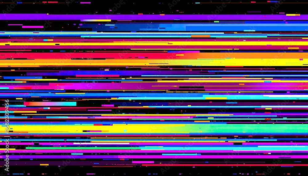 Poster vibrant abstract lines in bright colors on a dark background creating a dynamic and energetic visual