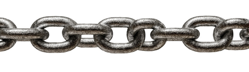 Fototapeta premium Heavy metal chain links in a horizontal row