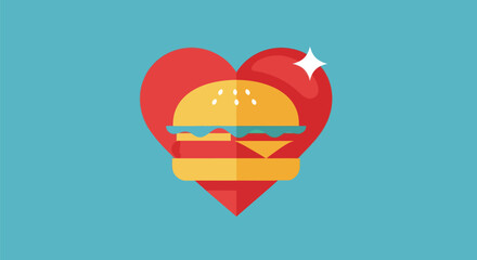 Burger in a Heart: A Symbol of Food Love and Culinary Delight.
