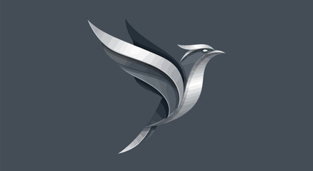 Silver bird design representing freedom and graceful flight in the air.