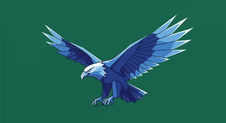 Majestic blue eagle illustration with powerful wings spread.
