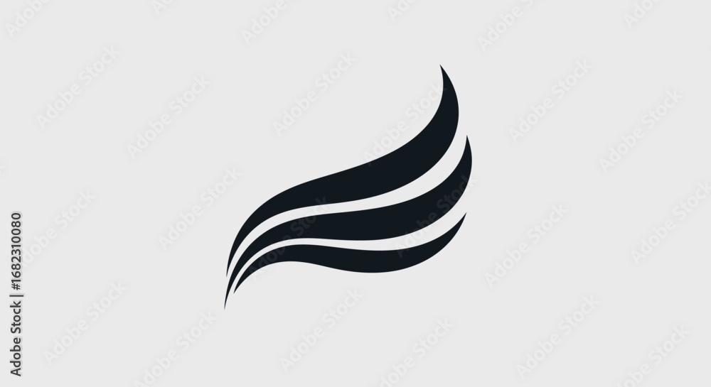 Poster abstract black swoosh design representing movement and flow for branding.