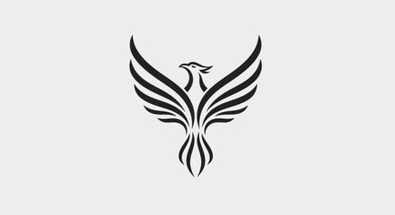 Phoenix illustration with wings spread representing rebirth and strength in elegant design.