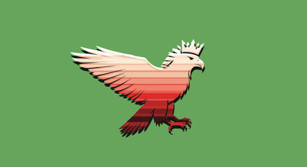 Obraz premium Detailed illustration of an eagle with a crown showcasing its regal nature.