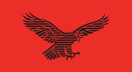 Stylized Black Eagle Design with Spread Wings.