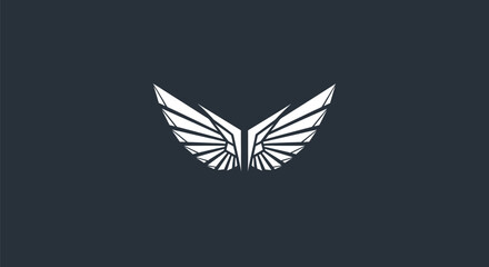 Stylized White Wings Abstract Graphic Minimalist Logo Design.