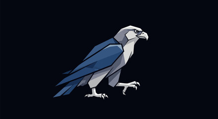 Stylized Osprey Illustration with Geometric Design on Dark Background.