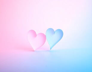 Two hearts, pastel gradient, studio