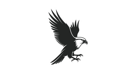 Majestic Eagle Silhouette with Wings Spread in Flight.