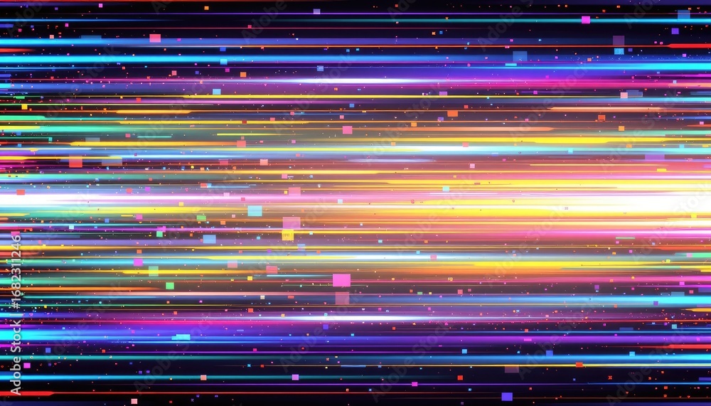Aufkleber vibrant abstract digital lines and colorful geometric shapes creating dynamic background design for 