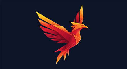 Vibrant Geometric Phoenix Design.