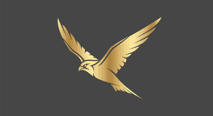 Golden Falcon Soaring Gracefully Through The Sky Emblematic Design.