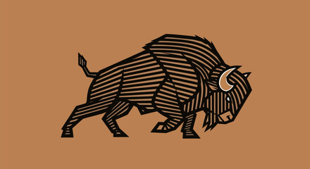 Detailed bison illustration perfect for design and branding showcasing the animals form and texture.