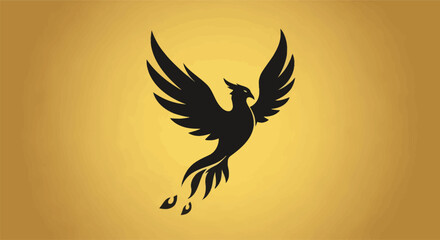 Phoenix silhouette soaring high representing rebirth and strength in the sky.