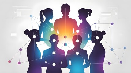Corporate Teamwork Abstract – Diverse Professionals Network Illustration