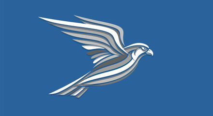 Stylized metallic bird in elegant flight with sleek wings and sharp features.