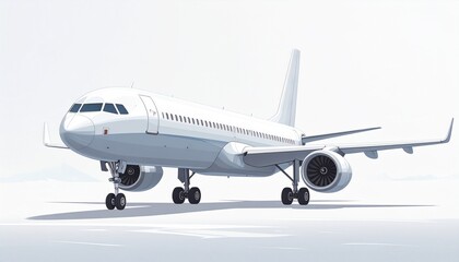 Obraz premium White Passenger Airplane on Ground with Tail and Wings