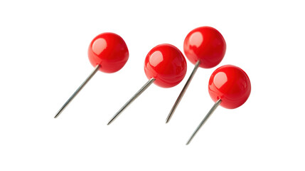 Red Push Pins  isolated on a Transparent or white Background