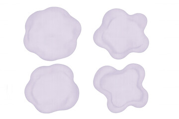 White fluffy clouds varying in shape, drifting weightlessly against transparent backdrop, evoking serene and ethereal mood