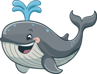 Obraz premium Whale Cartoon Illustration Set – Cute Marine Animal