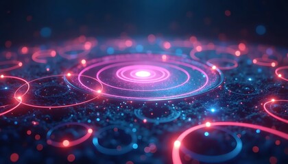 Obraz premium Surreal futuristic constellation formed by luminous radiant rings