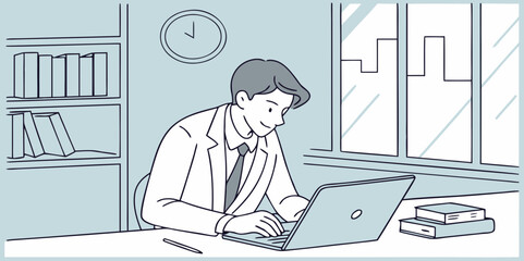 business people working, with office supplies around