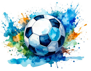 Fototapeta premium soccer ball with splash watercolor isolated on transparent png