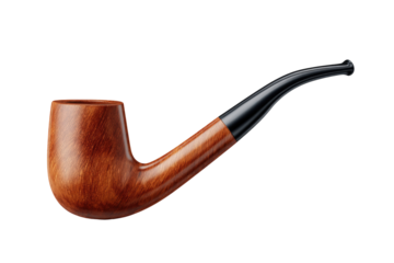 Wooden smoking pipe,  smooth curve, dark background