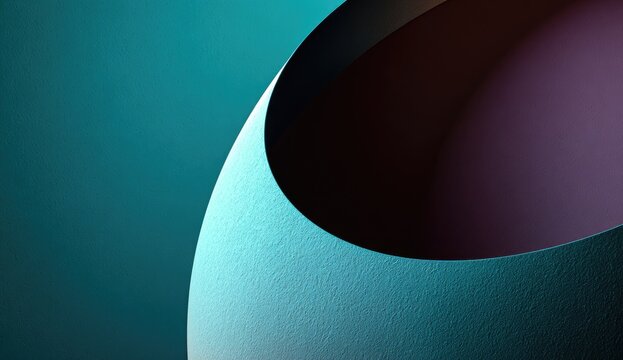 A textured, teal-toned form, sculpted with a dark, interior recess, presents an abstract, modern aesthetic.