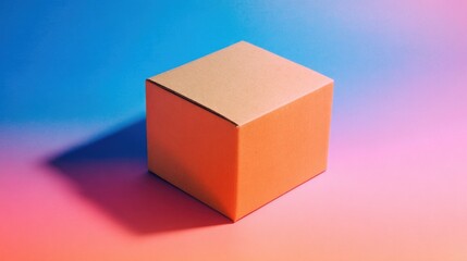 Fototapeta premium Simple Brown Box on Colorful Background with Soft Shadows