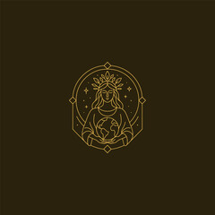 Gaia goddess line art logo design.