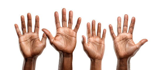 Four hands raised in the air (1)