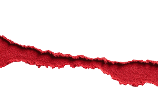 Red torn paper strip against black