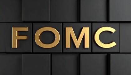 Fomc federal reserve economic policy in gold letters on black blocks financial decision making