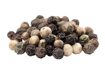 Obraz premium Pile of black peppercorns close up transparent PNG isolated background