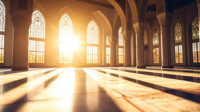 Mosque interior sunlight