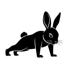 Obraz premium Bunny Yoga Pose Silhouette Vector – Cute Rabbit Meditation Outline Clipart for Fitness, Kids Design, Logo, and Decoration 