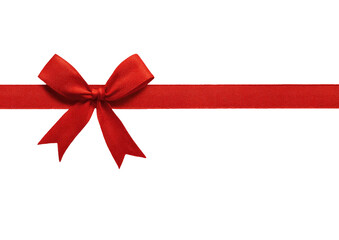 Red ribbon with a bow against a black background