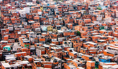 Colorful Favela Houses on the Hills of São Paulo, Brazil